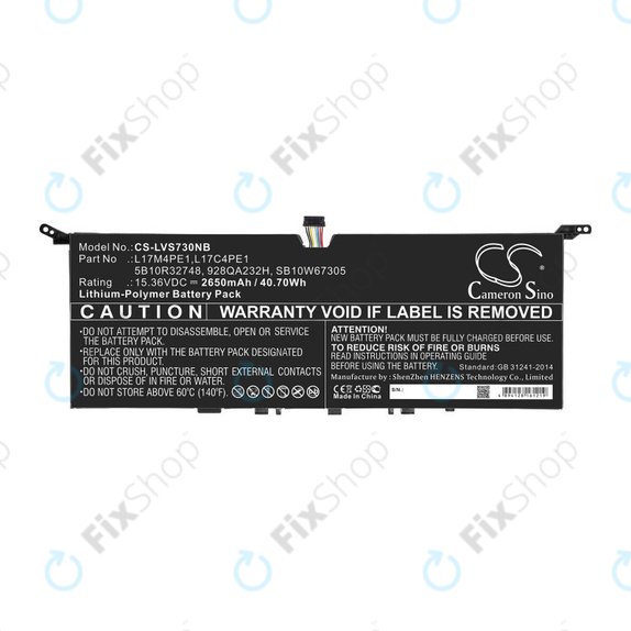 Baterie pro Lenovo IdeaPad 730-13, 2650mAh, Li-Pol, 15.36V, 5B10R32748, HQ