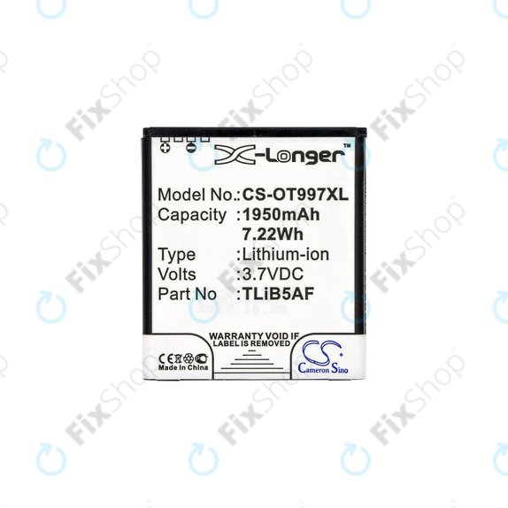 Baterie pro Alcatel One Touch 997, X Pop, TCL S710, S800, 1950mAh, Li-Ion, 3.7V, TLiB5AF, HQ