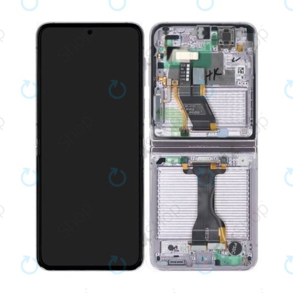 Samsung Galaxy Z Flip 5 F731B - LCD Displej + Dotykové Sklo + Rám (Lavender) GH82-31828C, GH82-31827C Genuine Service Pack