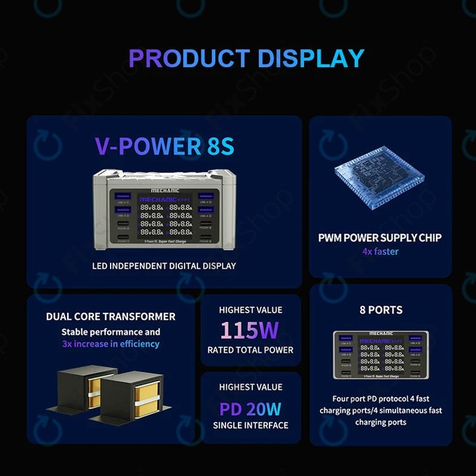 Mechanic V-Power 8S - Servisní Nabíjecí Stanice