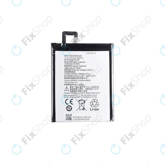 Lenovo VIBE S1 Lite - Baterie BL260 2800mAh