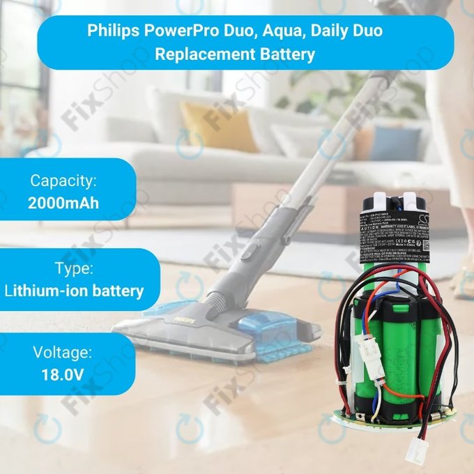 Philips PowerPro Duo, Aqua, Daily Duo - Baterie 69-2008-009-223 Li-Ion 18V 2000mAh HQ