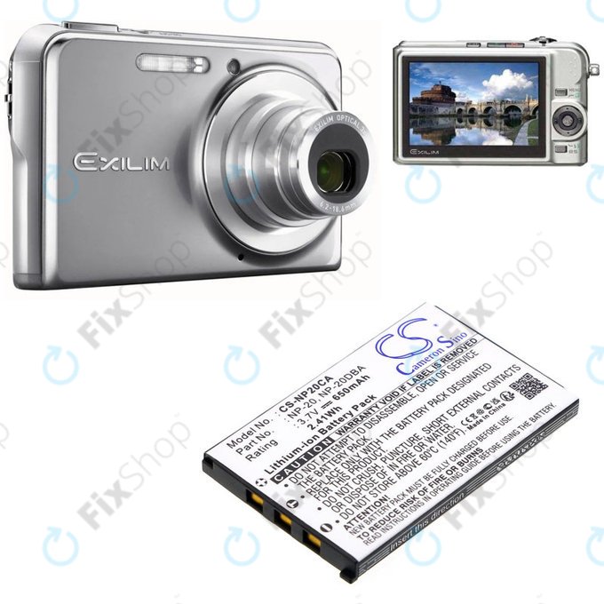 Baterie pro Casio Exilim Card Ex-S880, 650mAh, Li-Ion, 3.7V, NP-20, HQ
