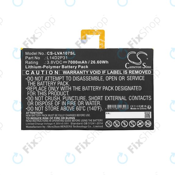 Baterie pro Lenovo Tab 2, Lenovo Tab 4, Lenovo TB2, 7000mAh, Li-Pol, 3.8V, L14D2P31, HQ