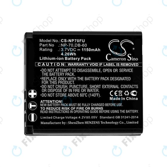 Baterie pro Panasonic Lumix DMC-FX01, 1150mAh, Li-Ion, 3.7V, CGA-S005, HQ