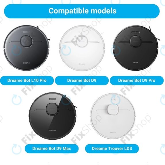 Sada náhradních dílů pro Xiaomi Dreame Bot L10 Pro, D9, D9 Pro, D9 Max, Trouver LDS (1x Hlavní kartáč, 2x Filtry, 2x Boční kartáče)