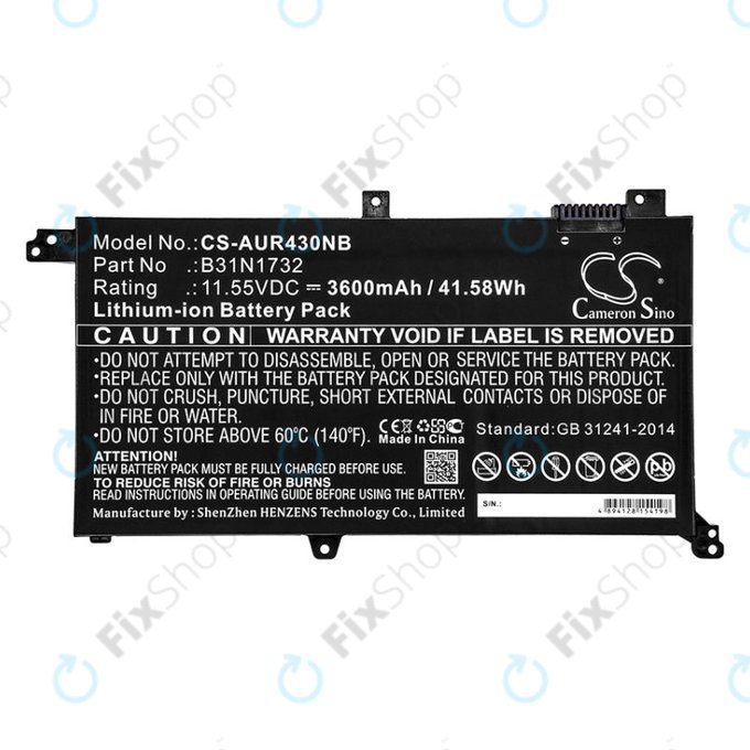 Baterie pro Asus VivoBook S14, S430FA, 3600mAh, Li-Ion, 11.55V, B31N1732, HQ