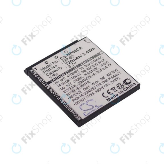 Baterie pro Casio Exilim Zoom EX-Z19, EX-Z85, EX-Z9, 720mAh, Li-Ion, 3.7V, NP-60, HQ