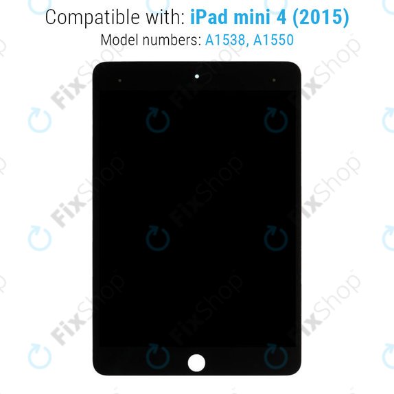 LCD Displej pro iPad Mini 4, Black, Dotykové sklo bez rámu