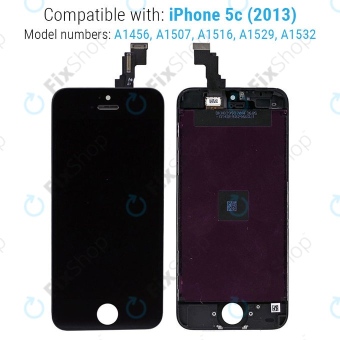 Displej pro iPhone 5C, Black, Dotykové sklo s rámem