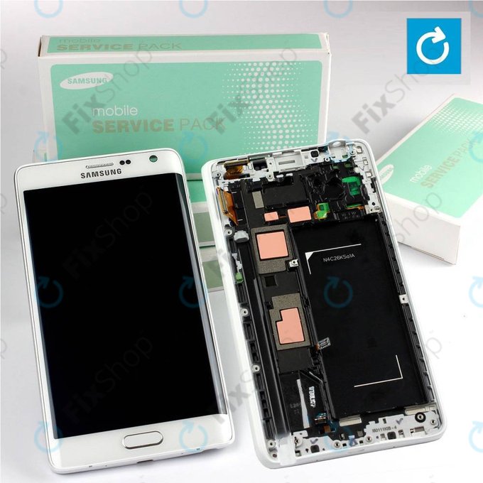 Samsung Galaxy Note Edge N915FY - LCD Displej + Dotykové Sklo + Rám (White) - GH97-16636B Genuine Service Pack