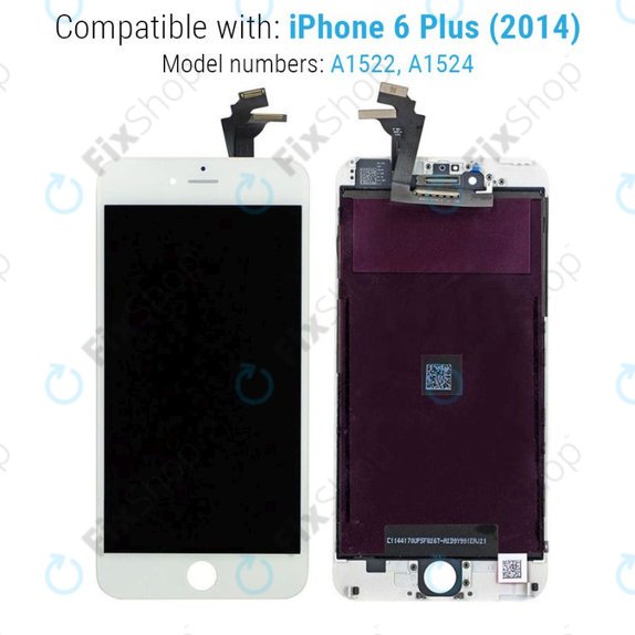 Displej pro iPhone 6 Plus, White, Dotykové sklo s rámem