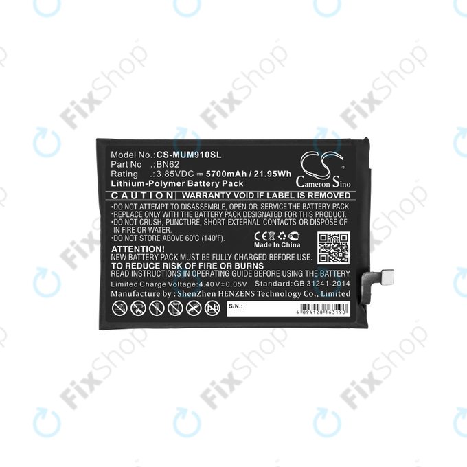Baterie pro Poco M3, Redmi Note 9 4G, 5700mAh, Li-Pol, 3.85 V, BN62, HQ