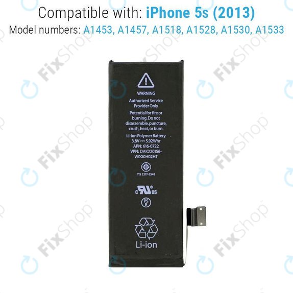 Baterie pro iPhone 5S, 1560mAh, FixPremium