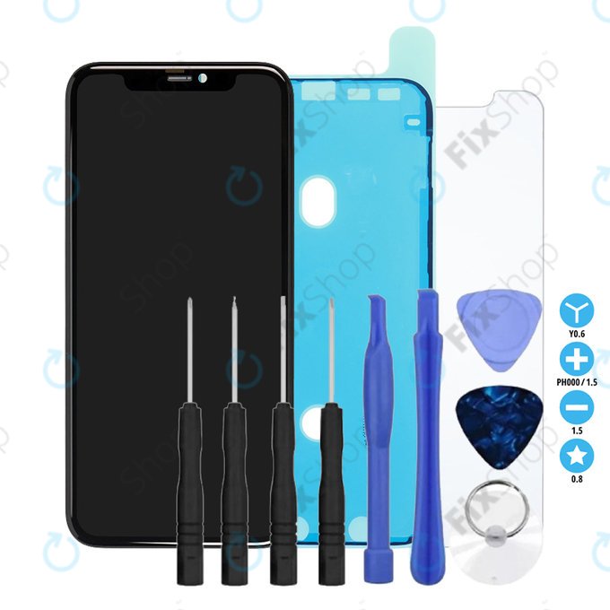 Displej In-Cell FHD pro iPhone 11, Dotykové sklo s rámem, Lepka (Adhesive), Tvrzené sklo, Nářadí, FixPremium