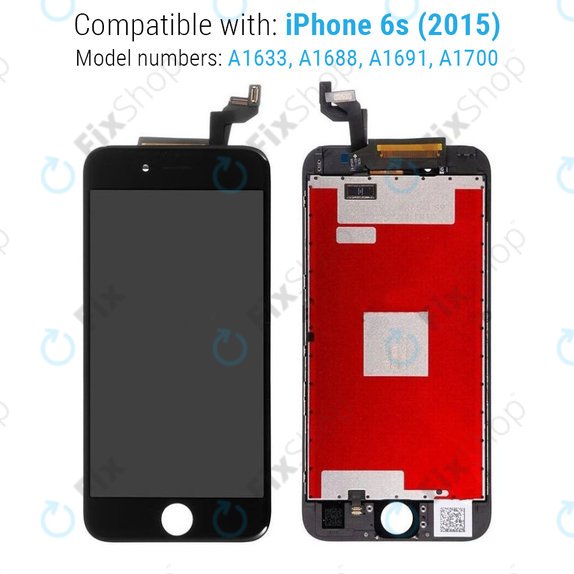 Displej pro iPhone 6S, Black, Dotykové sklo s rámem