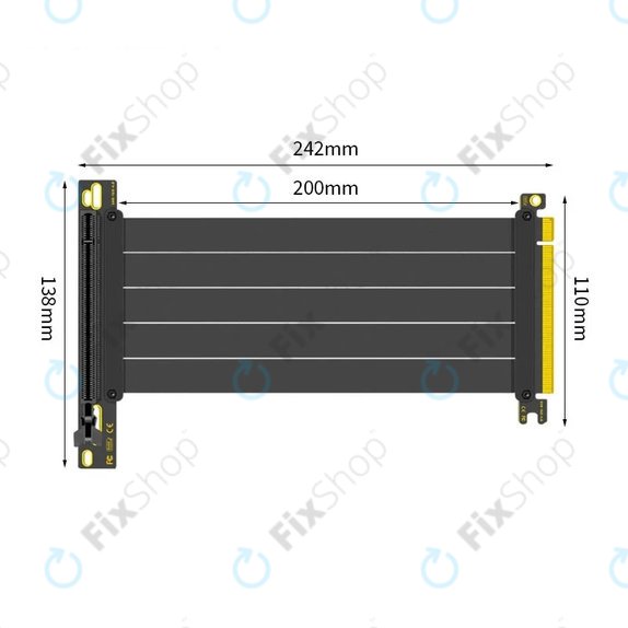PCIe 4.0 x16 riser kabel pro grafickou kartu, 20cm, černý