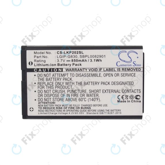 Baterie pro LG KG120, 850mAh, Li-Ion, 3.7V, LGIP-G830, HQ
