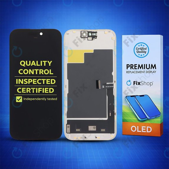 Displej Soft OLED 120Hz pro iPhone 15 Pro, Dotykové sklo s rámem, FixPremium