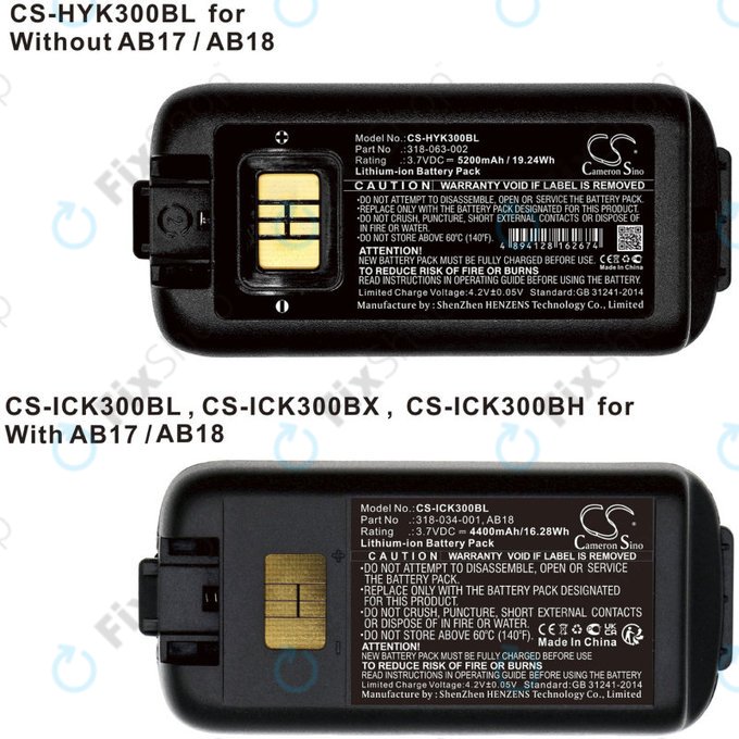 Baterie pro Intermec CK3, CK3A, CK3X, CK3R, CK3C, CK3C1, CK3N, 5200mAh, Li-Ion, 3.7V, 318-034-001, HQ