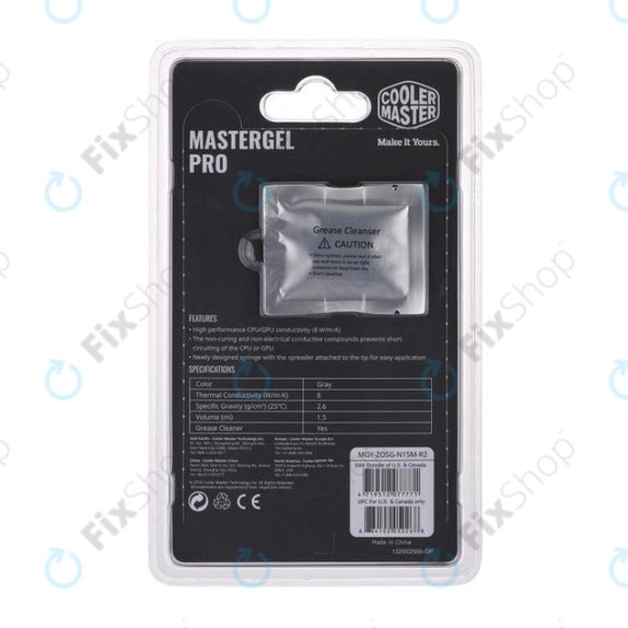 Teplovodivá pasta MasterGel Pro V2 pro CPU, 4g, šedá