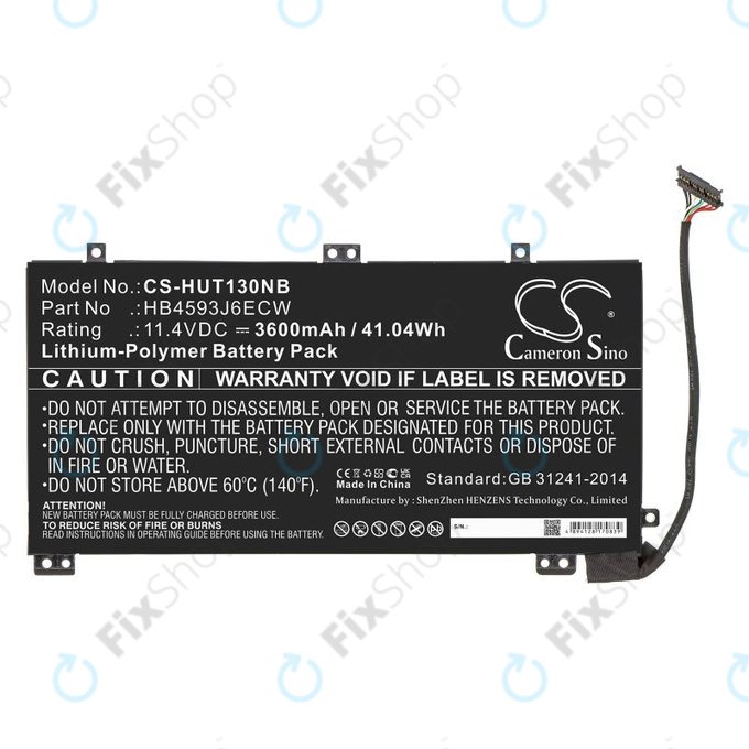 Baterie pro Huawei MateBook 13, 13 i7, 3600mAh, Li-Pol, 11.4V, HB4593J6ECW, HQ