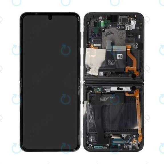 Samsung Galaxy Z Flip 4 F721B - LCD Displej + Dotykové Sklo + Rám (Graphite) - GH82-29440A, GH82-30238A, GH82-30239A, GH82-29441A Genuine Service Pack