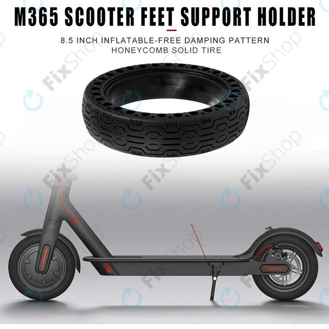 Xiaomi Mi Electric Scooter 1S, 2 M365, Essential, Pro, Pro 2 - Odolná Plná Bezdušová Pneumatika (Typ 2) (Black)