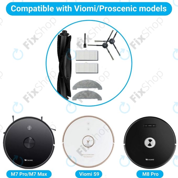 Xiaomi Viomi S9, Proscenic M7 Pro, M7 Max, M8 Pro - Standardní Set (Černý)