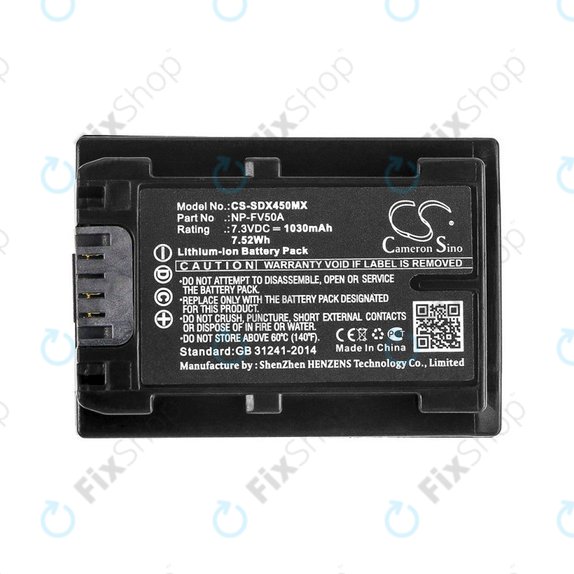 Baterie pro Sony FDR-AX33, 40, 45, 53, 60, 700, P33, HDR-CX450, 625, 1030mAh, Li-Ion, 7.3V, NP-FV50A, HQ