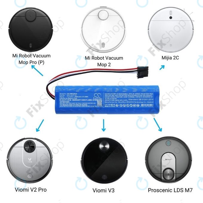 Xiaomi Mi Robot Vacuum Mop Pro (P), 2 (Mijia 2C), Viomi V2 Pro, Proscenic LDS M7 - Baterie STYJ02YM, MH1-4S1P-SC Li-Ion 14.4V 2600mAh HQ