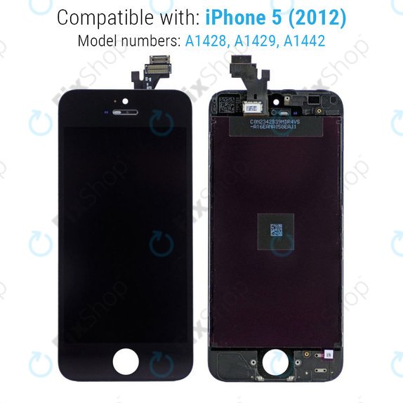 Displej pro iPhone 5, Black, Dotykové sklo s rámem