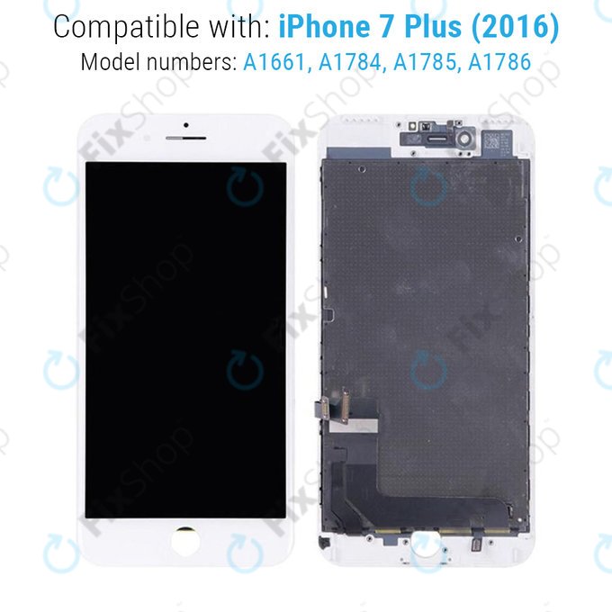 Displej pro iPhone 7 Plus, White, Dotykové sklo s rámem