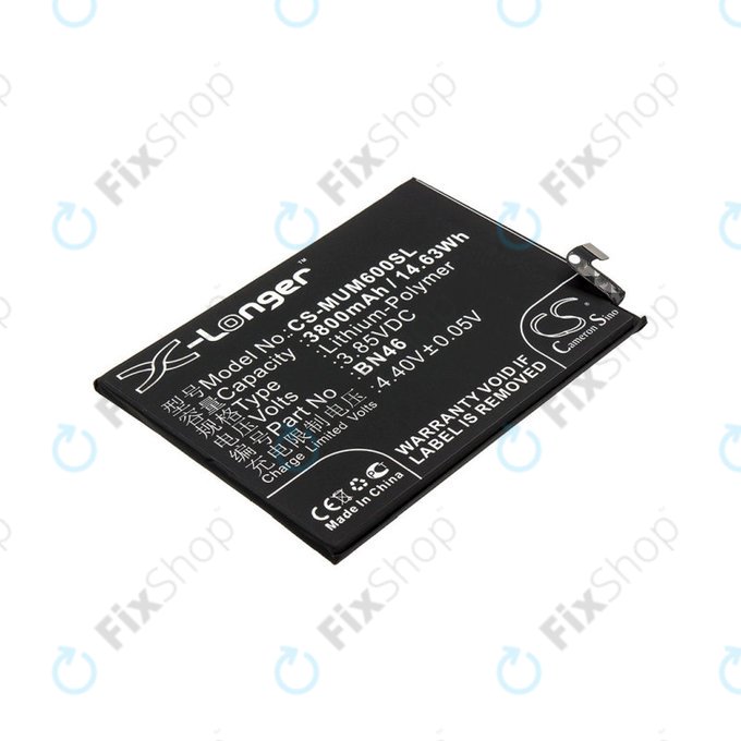 Baterie pro Xiaomi Redmi Note 8T, 3800mAh, Li-Pol, 3.85 V, BN46, HQ