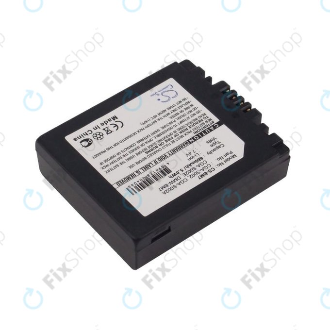 Baterie pro Panasonic DMC-FZ10, 680mAh, Li-Ion, 7.4V, CGA-S002, HQ