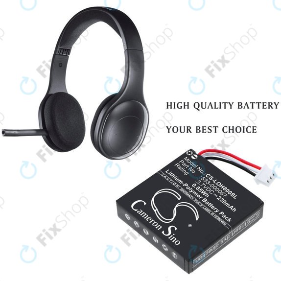 Baterie pro Logitech H800, 230mAh, Li-Pol, 3.7V, 533-000067, HQ