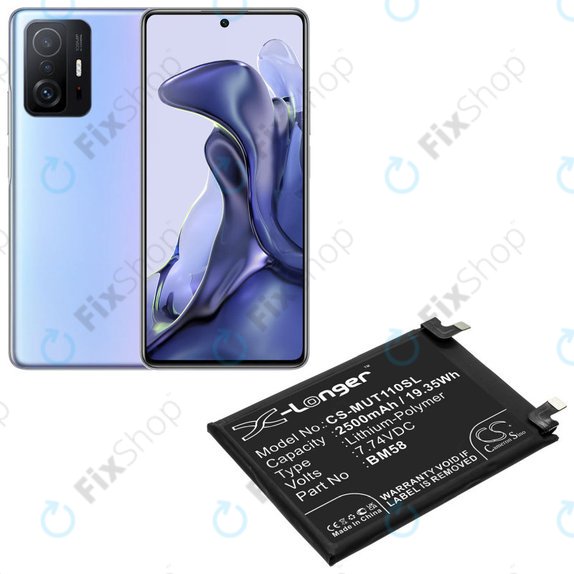Baterie pro Xiaomi 11T Pro, 2500mAh, Li-Pol, 7.74 V, BM58, HQ