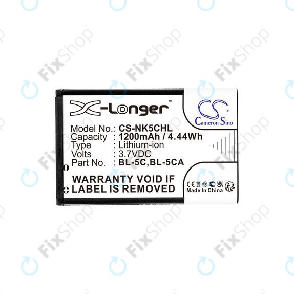 Baterie pro Nokia 1208, 1110, 2310, 1200mAh, Li-ion, 3.7V, BL-5C, HQ