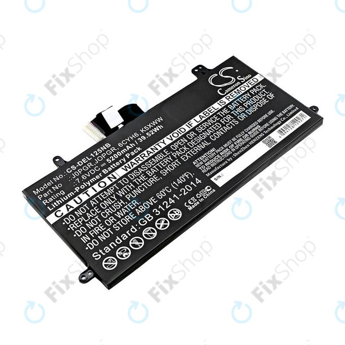 Baterie pro Dell Latitude 5290, Latitude 12 5285, 5200mAh, Li-Pol, 7.6V, J0PGR, HQ
