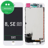 Displej pro iPhone 8, SE (2020), SE (2022), White, Dotykové sklo s rámem