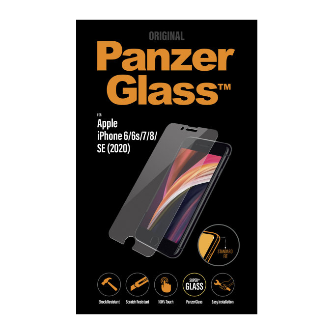 PanzerGlass - Tvrzené Sklo Standard Fit pro iPhone SE 2020, 8, 7, 6s, 6, transparentná