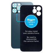 Apple iPhone 12 Pro Max - Sklo Zadního Housingu se Zvětšeným Otvorem na Kameru (Blue)
