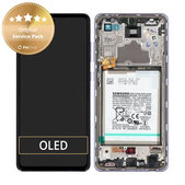 Samsung Galaxy A72 A725F, A726B - LCD Displej + Dotykové Sklo + Rám + Baterie (Awesome Violet) - GH82-25541C, GH82-25542C Genuine Service Pack