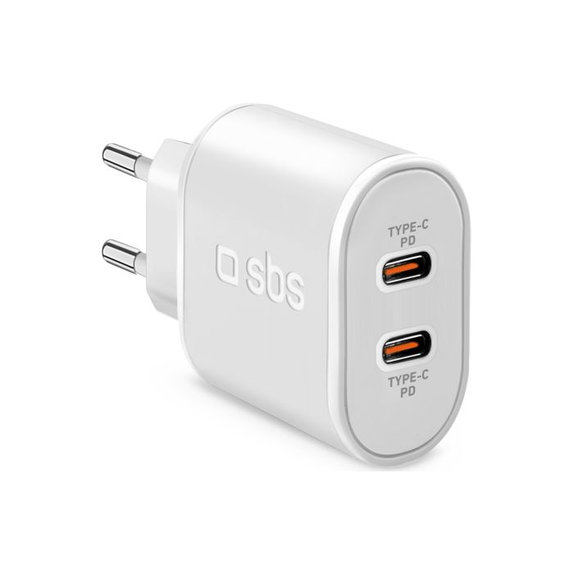 SBS - 20W Nabíjecí Adaptér 2x USB-C Power Delivery, bílá