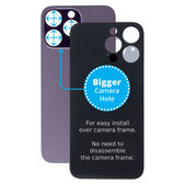 Apple iPhone 14 Pro Max - Sklo Zadního Housingu se Zvětšeným Otvorem na Kameru (Deep Purple)