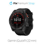 FixPremium - Silikónový Remienok pro Garmin (QuickFit 22mm), čierny