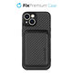 FixPremium - Pouzdro Carbon s MagSafe Wallet pro iPhone 13 mini, černá