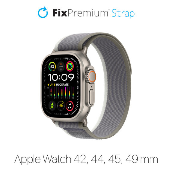 FixPremium - Řemínek Trail Loop pro Apple Watch (42, 44, 45 a 49mm), šedá