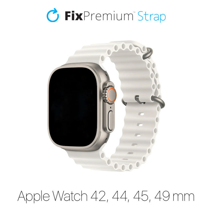 FixPremium - Řemínek Ocean Loop pro Apple Watch (42, 44, 45 a 49mm), bílá