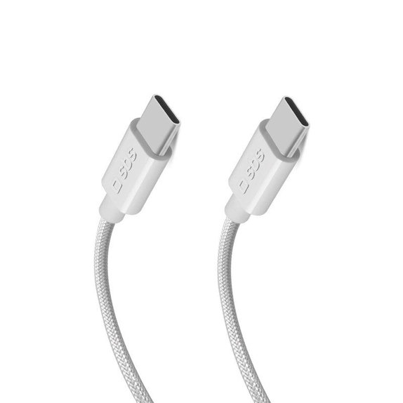 SBS - Opletený kabel USB-C/USB-C, PD, 240W, 2m, bílá